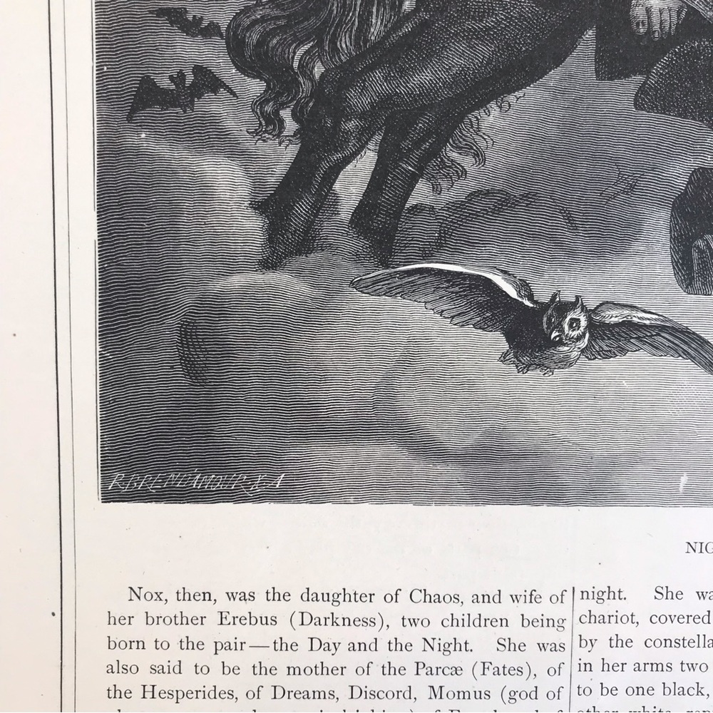Angel Night Print by R. Brend’amour 1875 vintage art - Picture 3 of 13